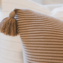 Load image into Gallery viewer, Raised Stripes Textured Rib Knit Throw Pillow Cover with Tassels
